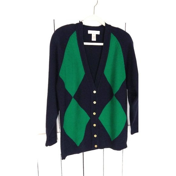 Vintage Jones New York argyle cardigan sweater tunic cardigan sweater - Picture 3 of 4